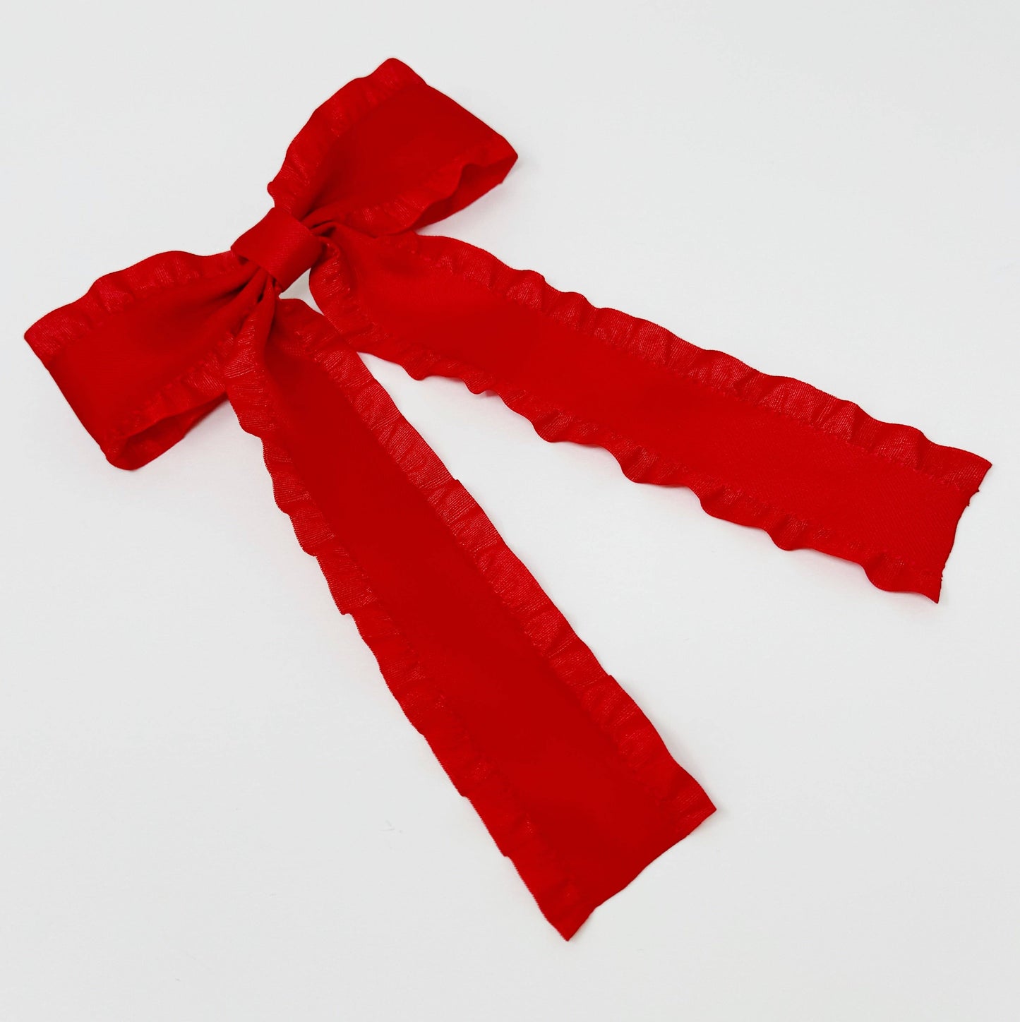 Love Game Frill Bow Hair Clip: Deep Green