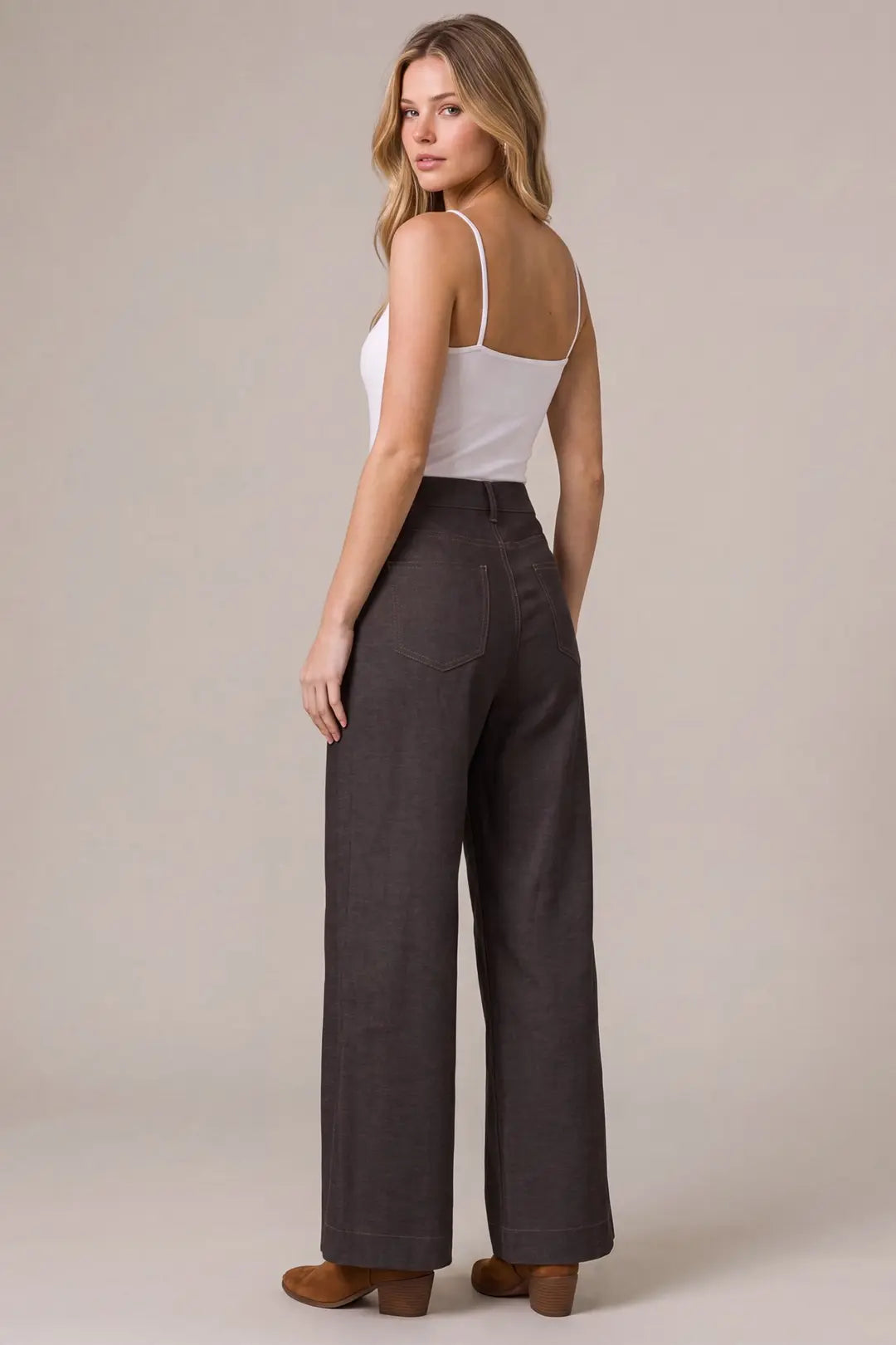 Knit Denim Pants (Brown)