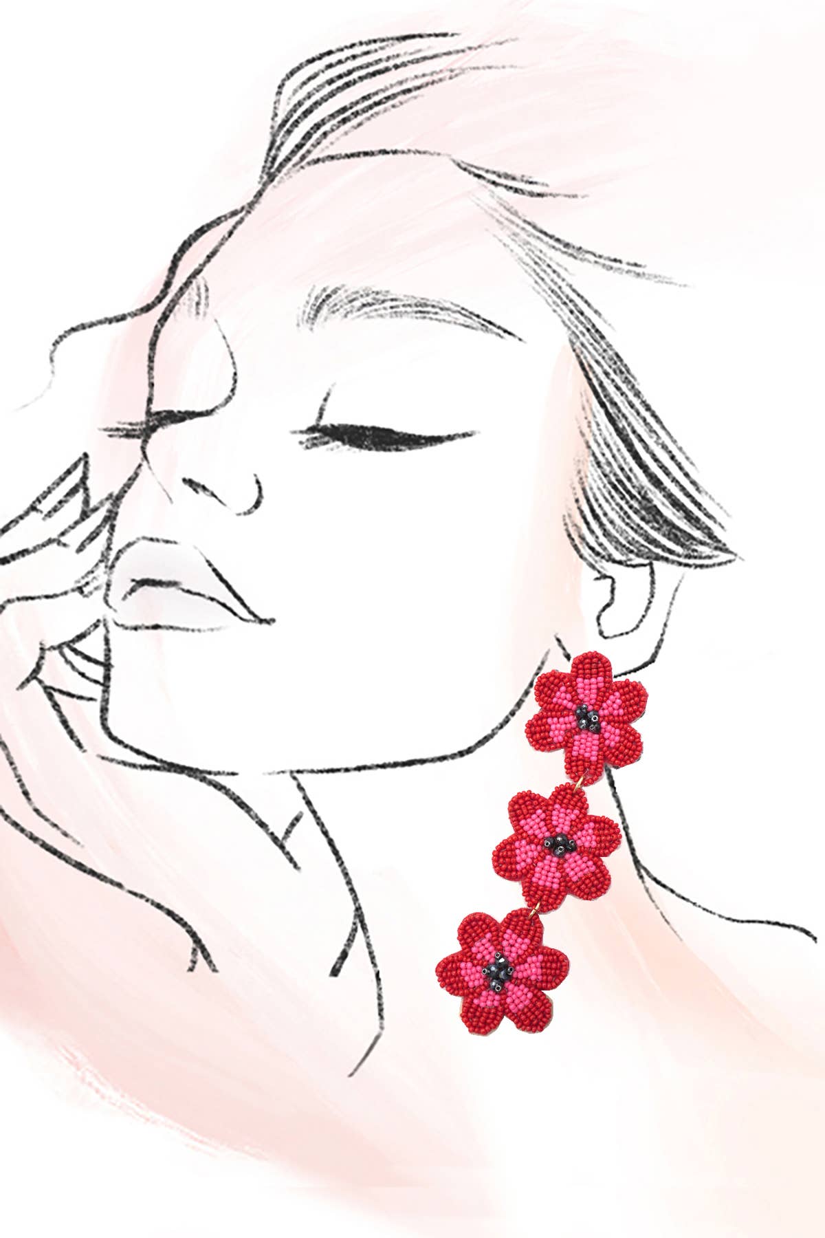 Blooming Beaded Flower Drop Earrings