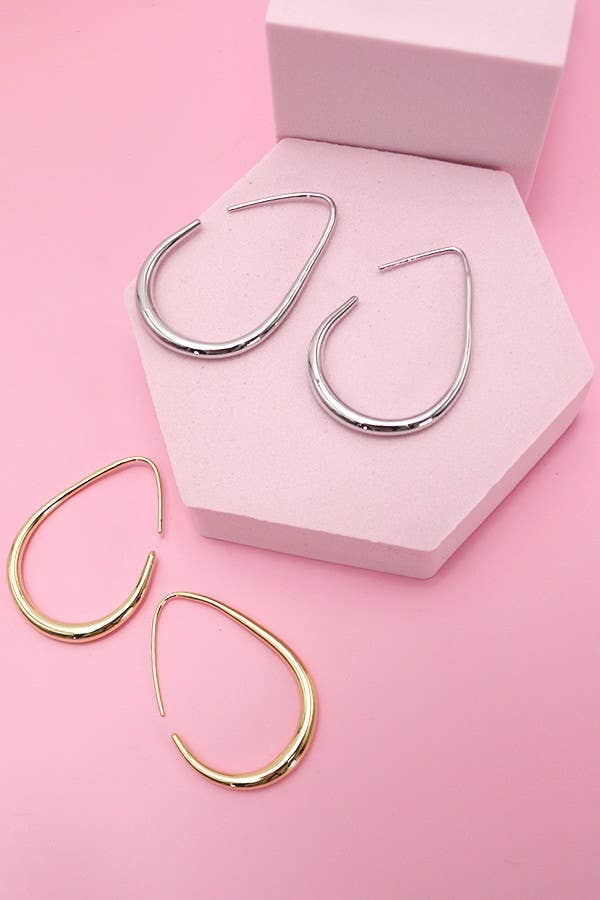 18K Stainless Steel Waterproof Tarnish Free Hoops : Silver