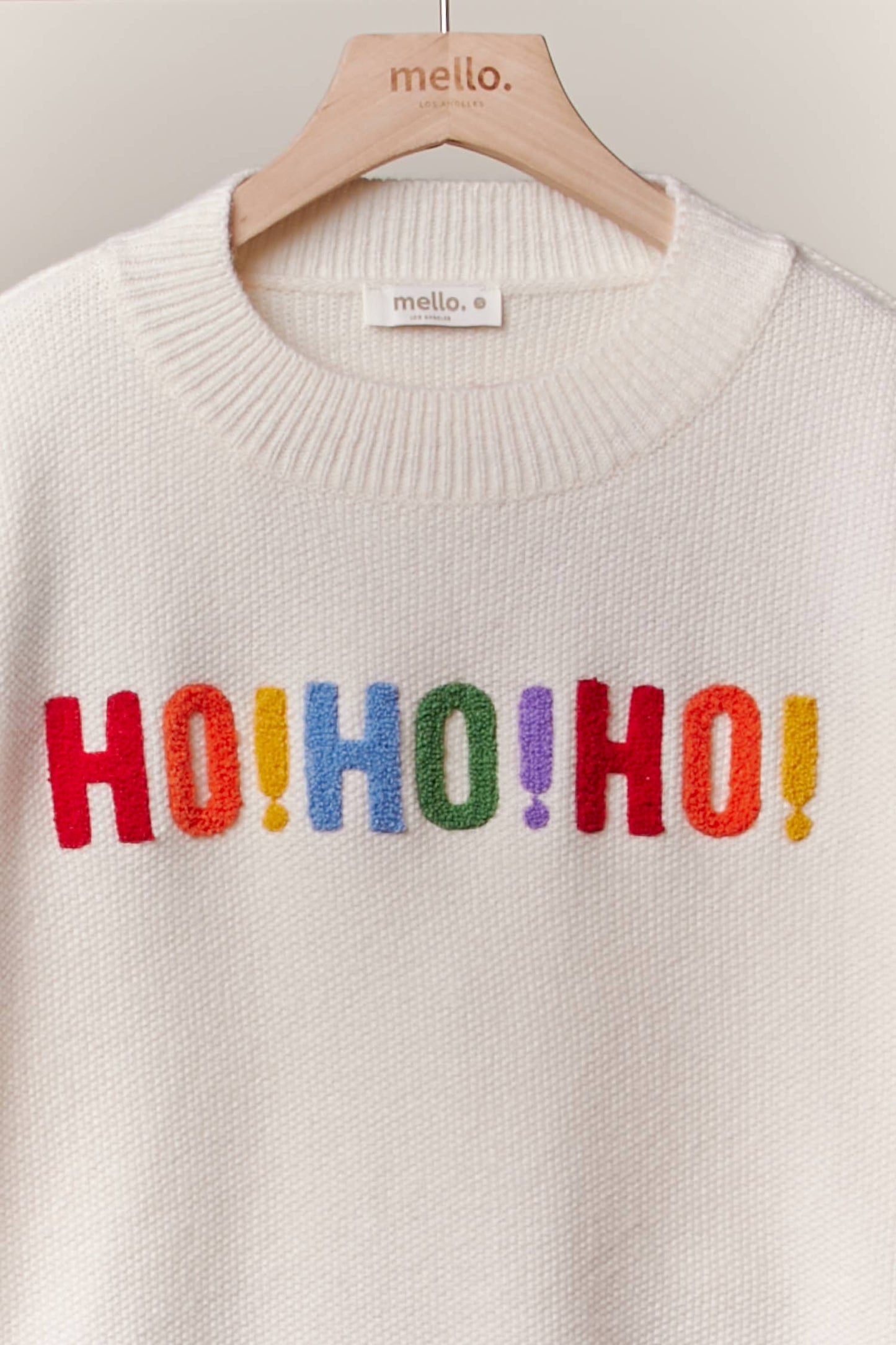 Oversize Christmas Sweater with Lettering: Ivory-Multi