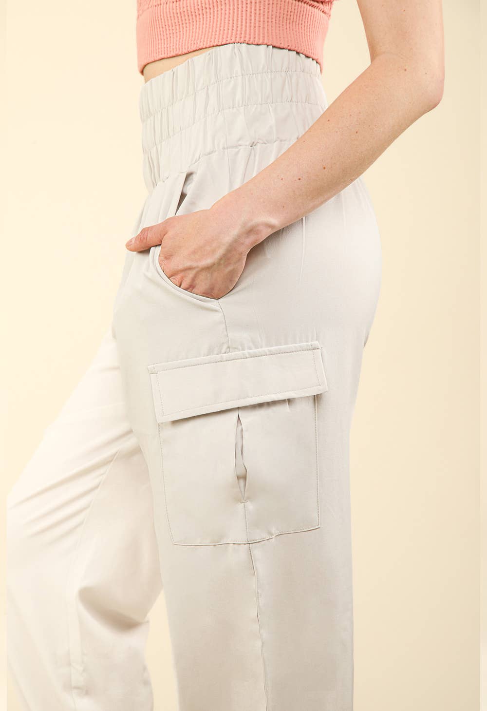 High Waisted Cargo Active Joggers w/ Pockets: Black