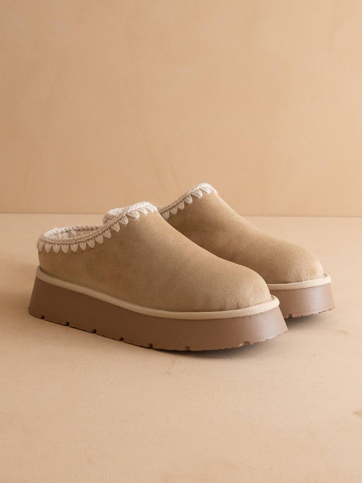 Brandi Almond Platform Cozy Mule Slipper