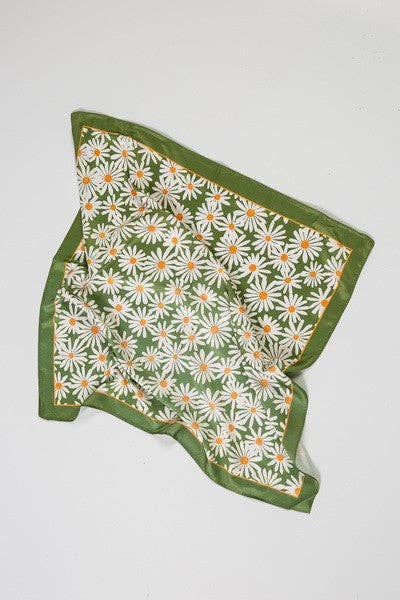 Flower Silk Scarf : Green