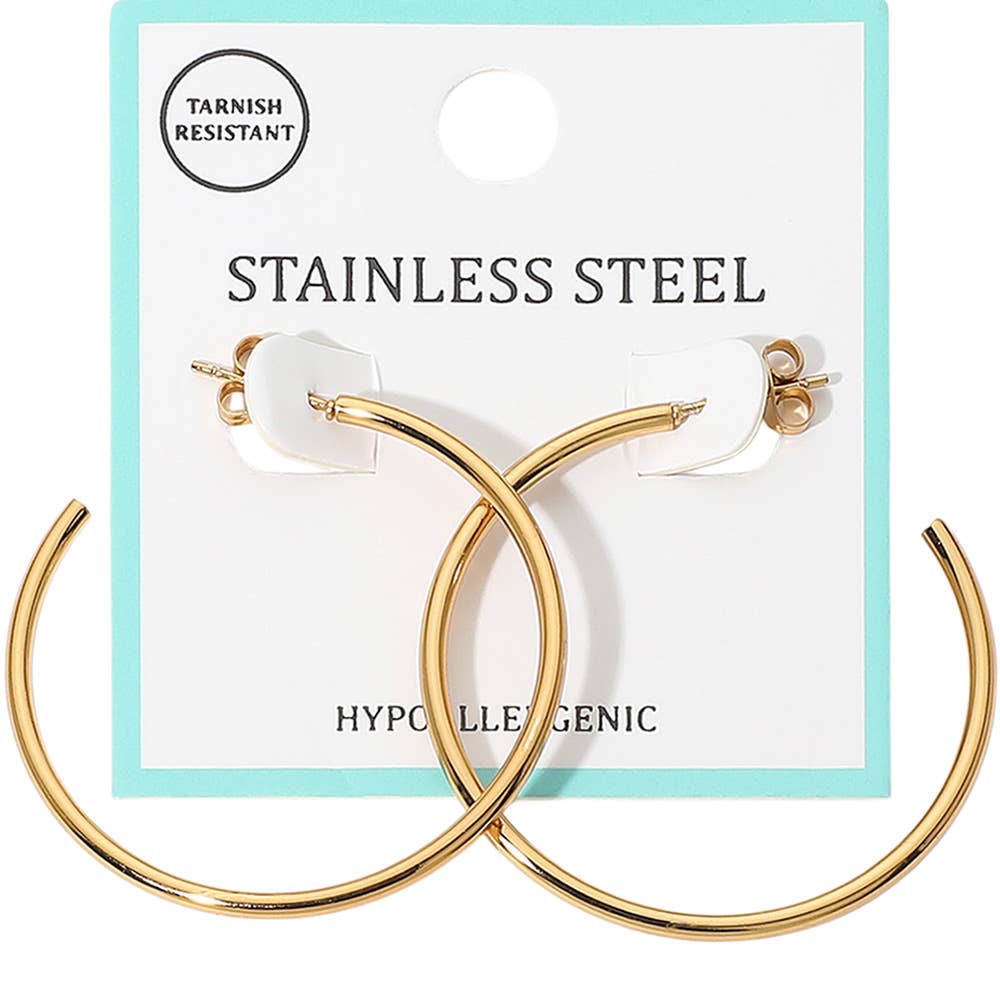 Stainless Steel Hoop Earrings : Silver