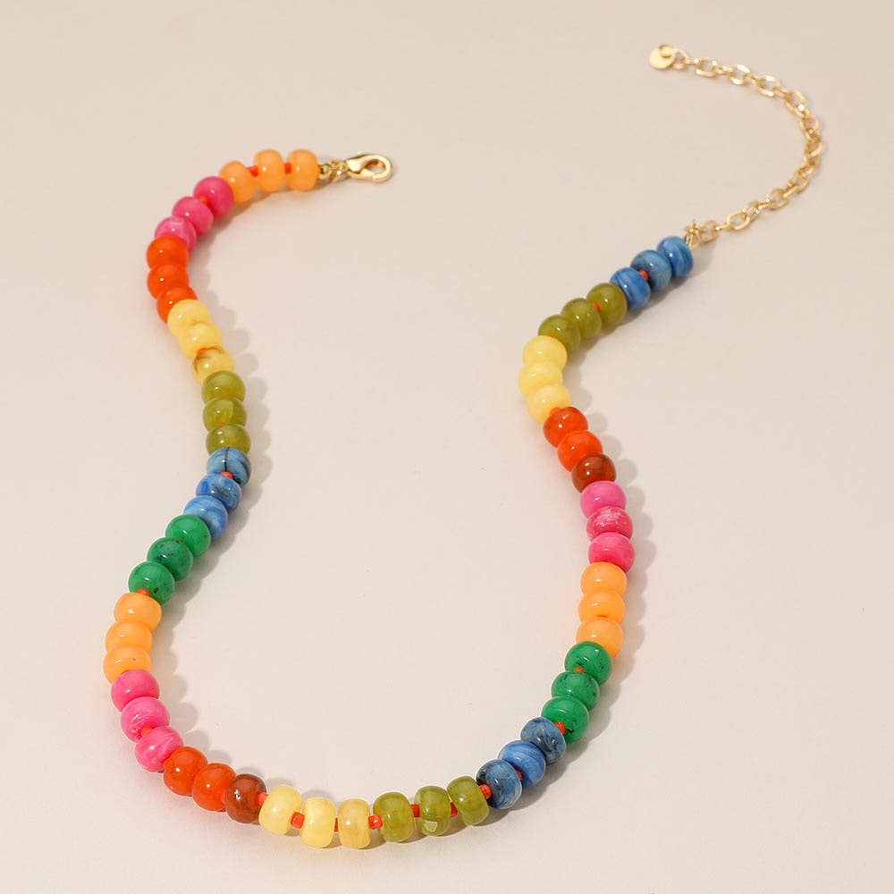 Colorful Round Beaded Necklace: Multi