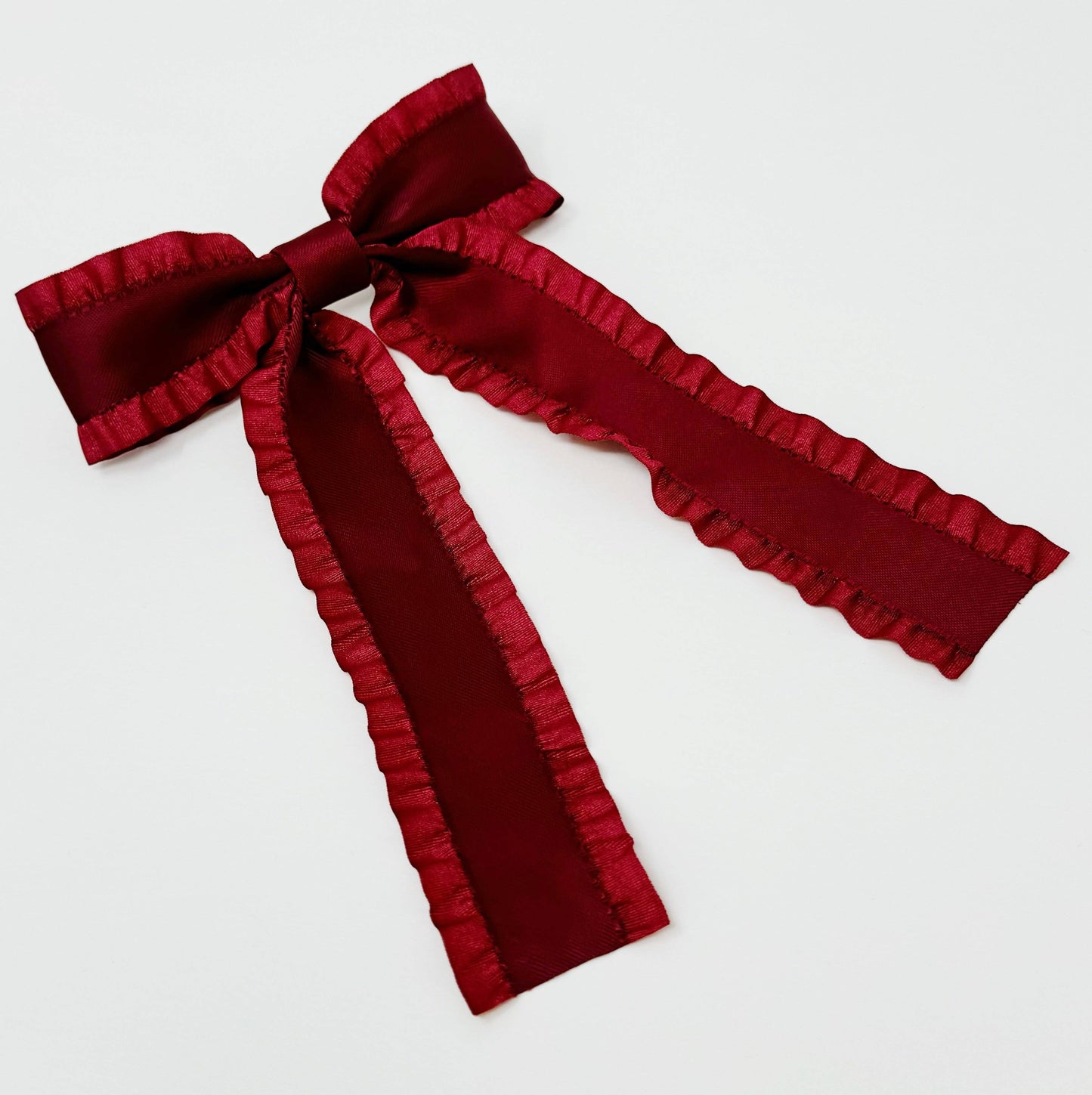 Love Game Frill Bow Hair Clip: Deep Green
