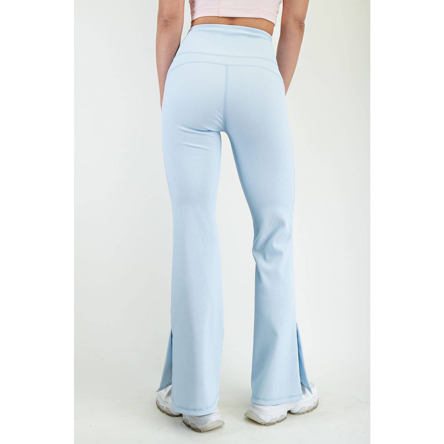 Nylon Rib Flare Leggings : Baby Blue (Rae Mode)