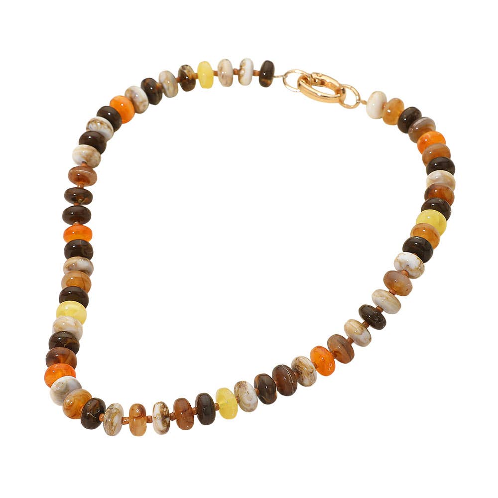 Chunky Multicolor Resin Flat Disc Beaded Necklace: Teal
