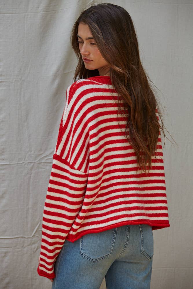 Layla Cardigan: Red Ivory