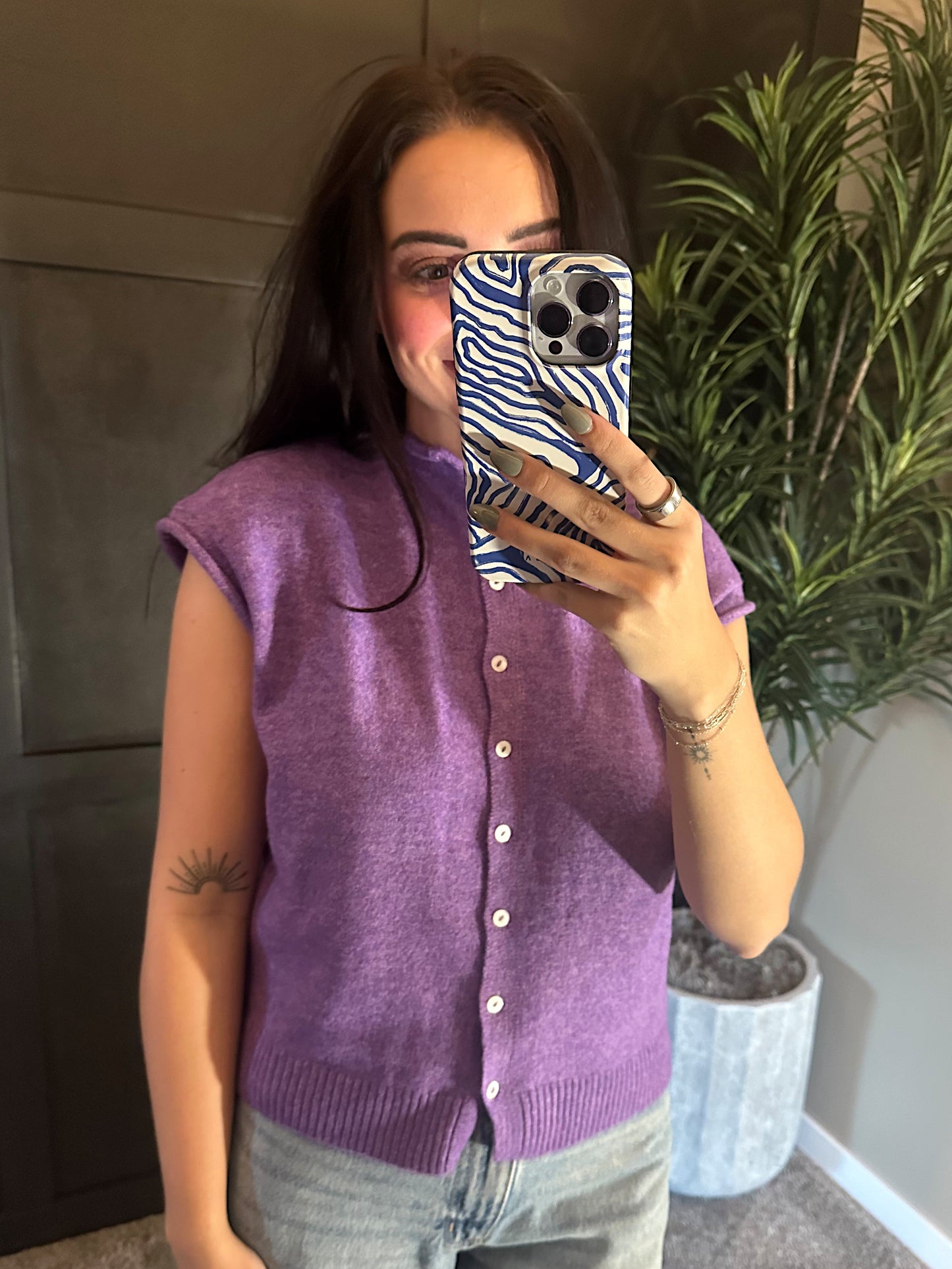 Piper Vest Cardigan: Purple
