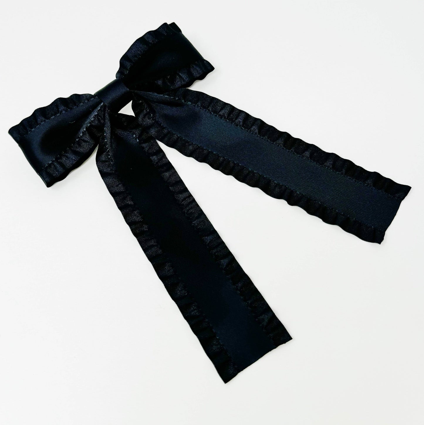 Love Game Frill Bow Hair Clip: Beige