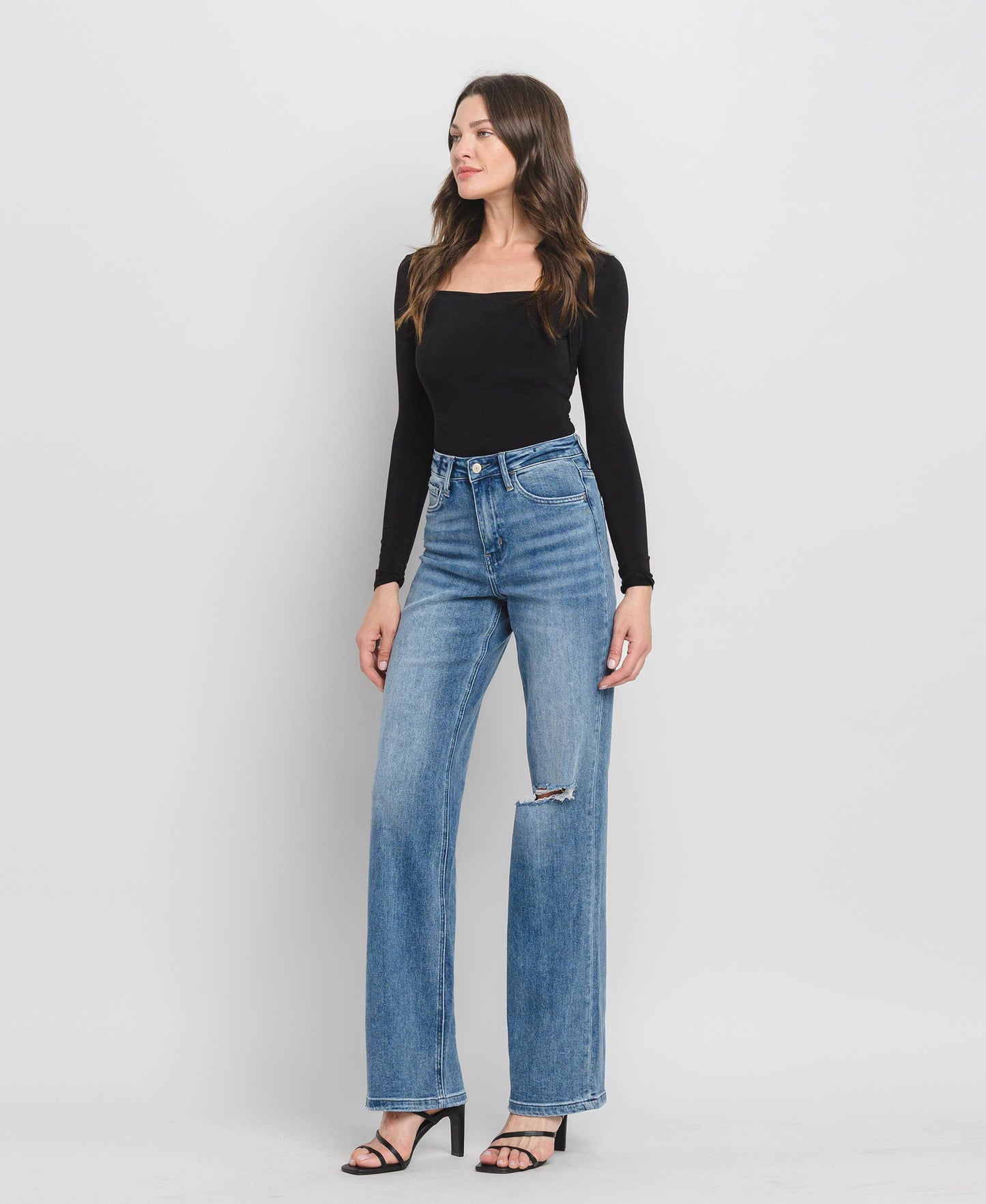 90'S Vintage Super High Rise Flare Jeans- Vervet by Flying Monkey