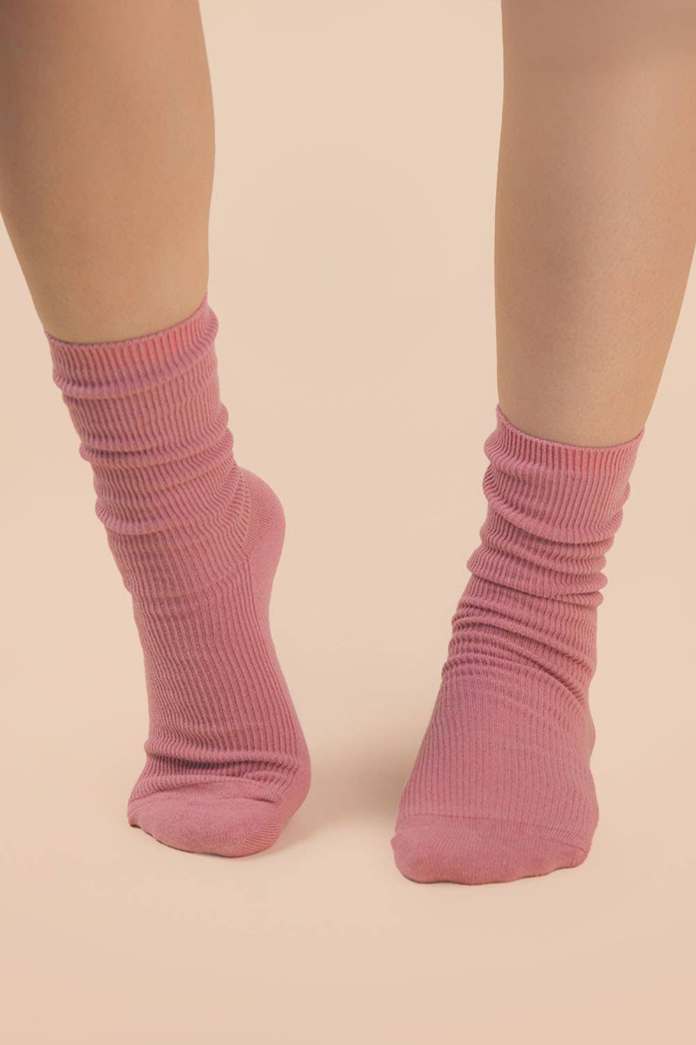 Ribbed mock socks: Cream
