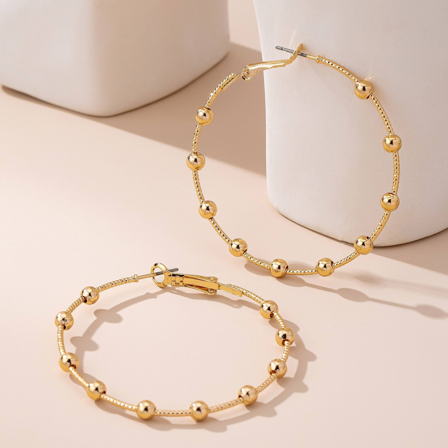 Beaded Gold Hoop Earrings