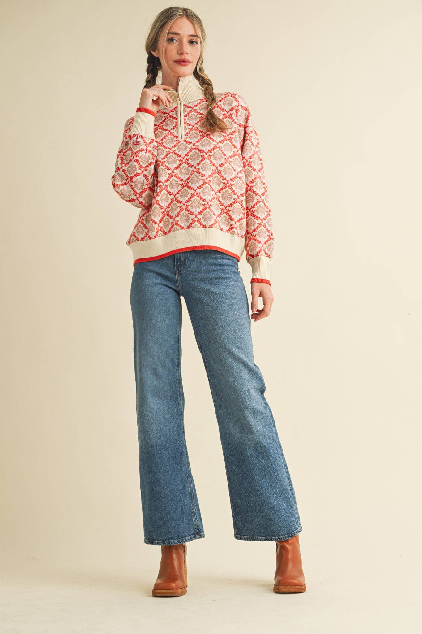 Candice Floral Mock Neck Sweater