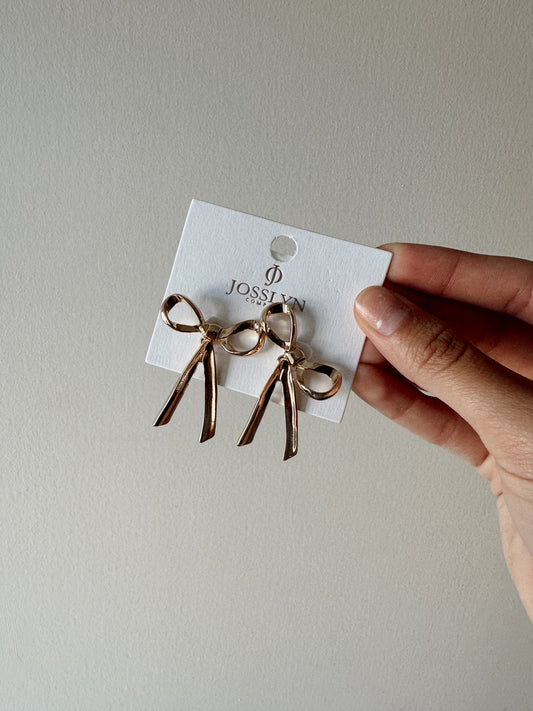 Bow Stud Earrings - Gold