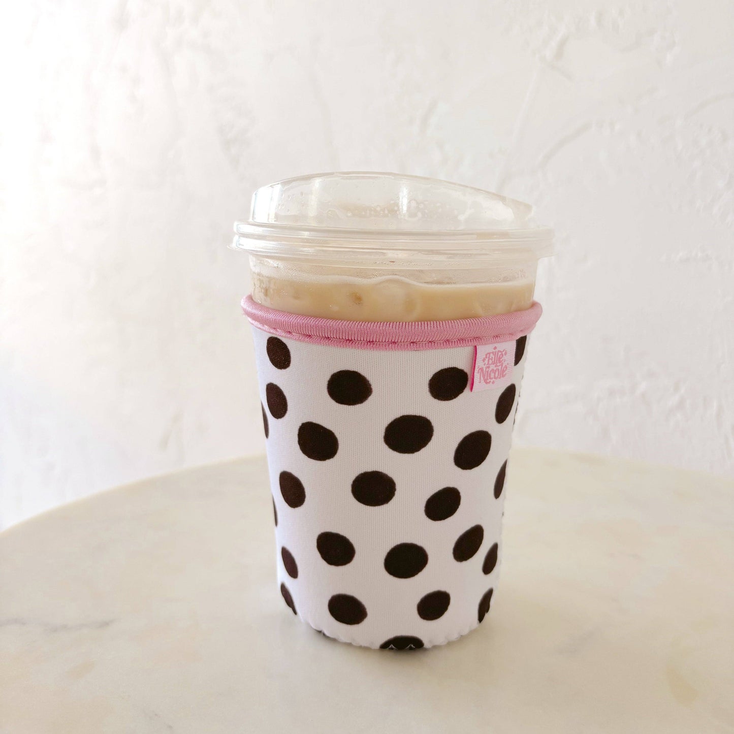 Brown Polka Dots - Iced Drink Sleeve : Small / 16oz