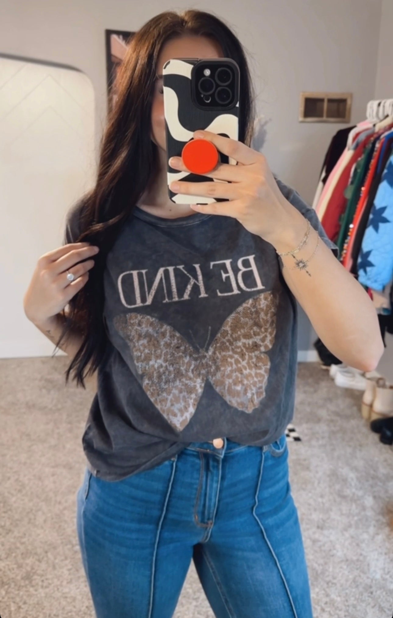 BE KIND Butterfly Mineral Washed Graphic Tee