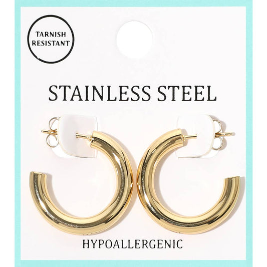 Stainless Steel Hoop Earrings: Yellow Gold