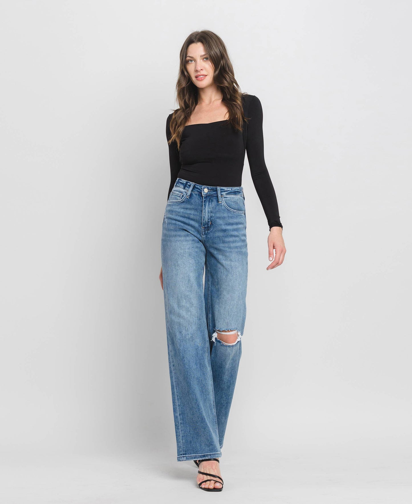 90'S Vintage Super High Rise Flare Jeans- Vervet by Flying Monkey