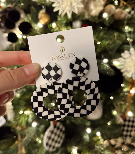 Checker Drop Post Earrings