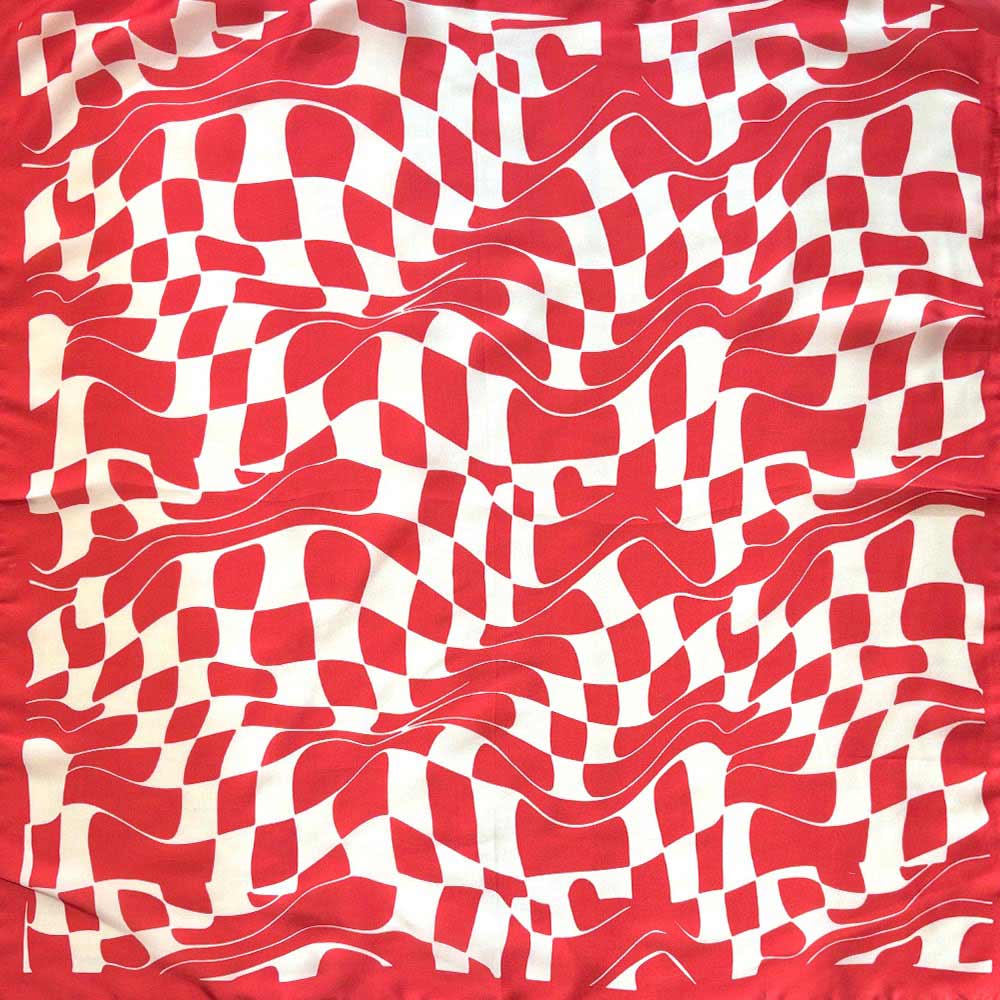 Abstract Wavy Square Print Square Bandana Scarf: Royal Blue