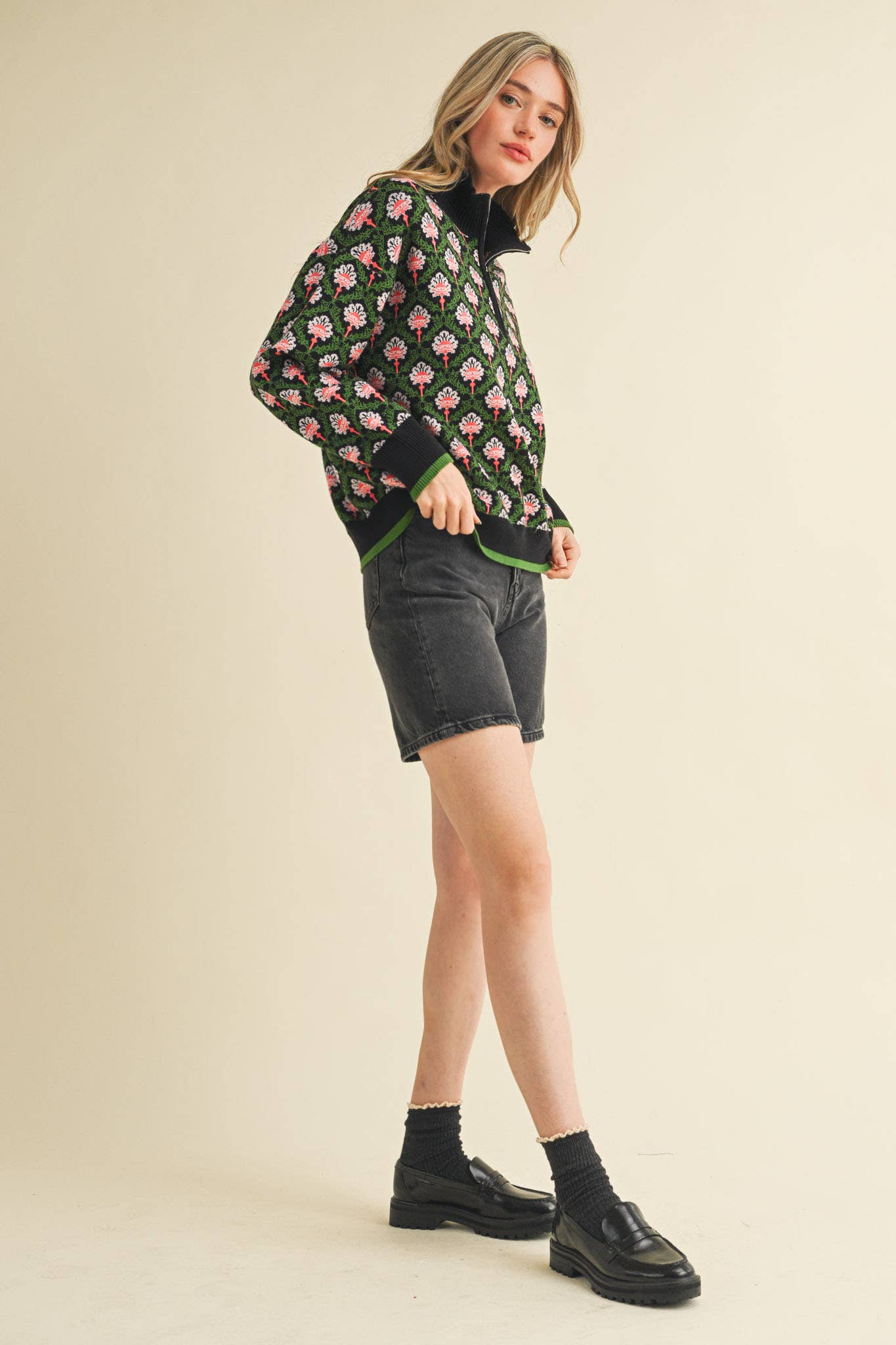 Candice Floral Mock Neck Sweater