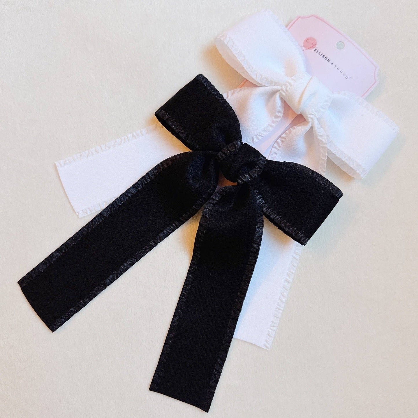Lovely Edges Bow Hair Clip Set Of 2: Black/White