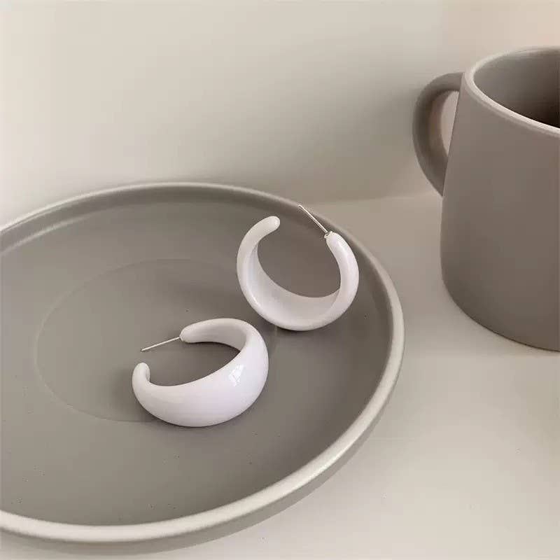 White Chunky Hoop Earrings