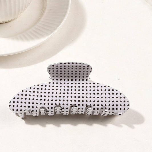 Polka Dot Hair Claw Clip : White