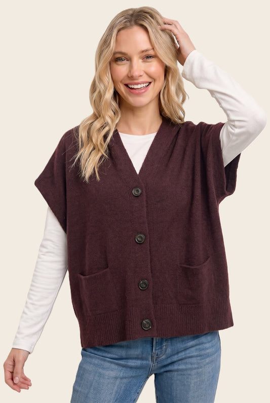 Hooded Short Sleeve Sweater Cardigan