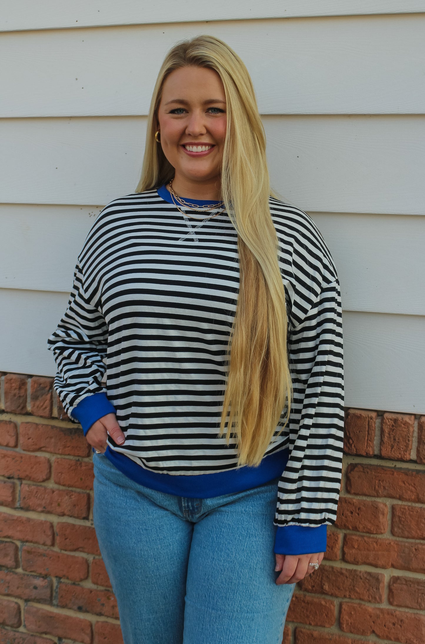 Black Stripe Oversized Pullover