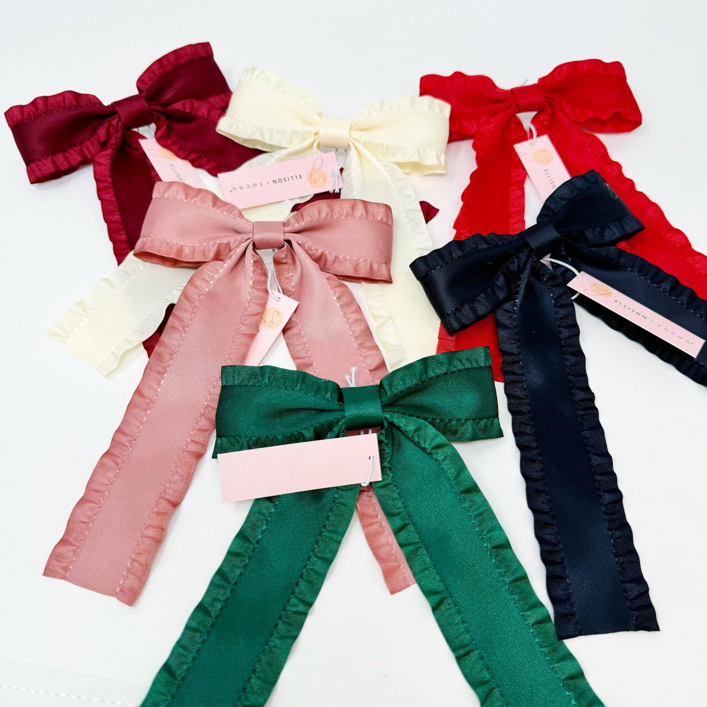 Love Game Frill Bow Hair Clip: Beige