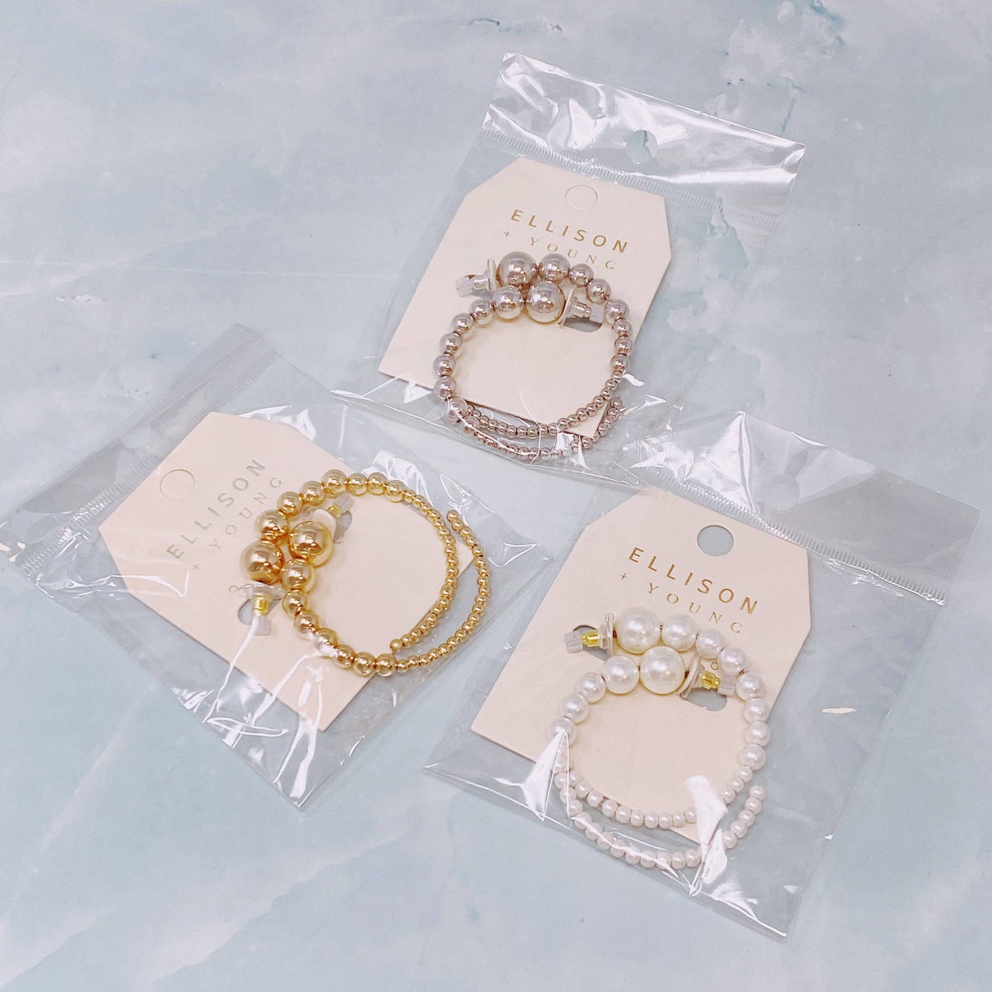 Gradation Bauble Hoop Earrings: Silver