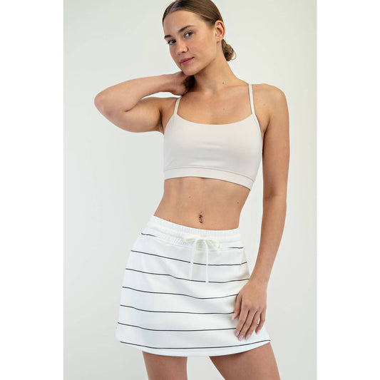 Modal Scuba Stripe Skort : Cream/Black