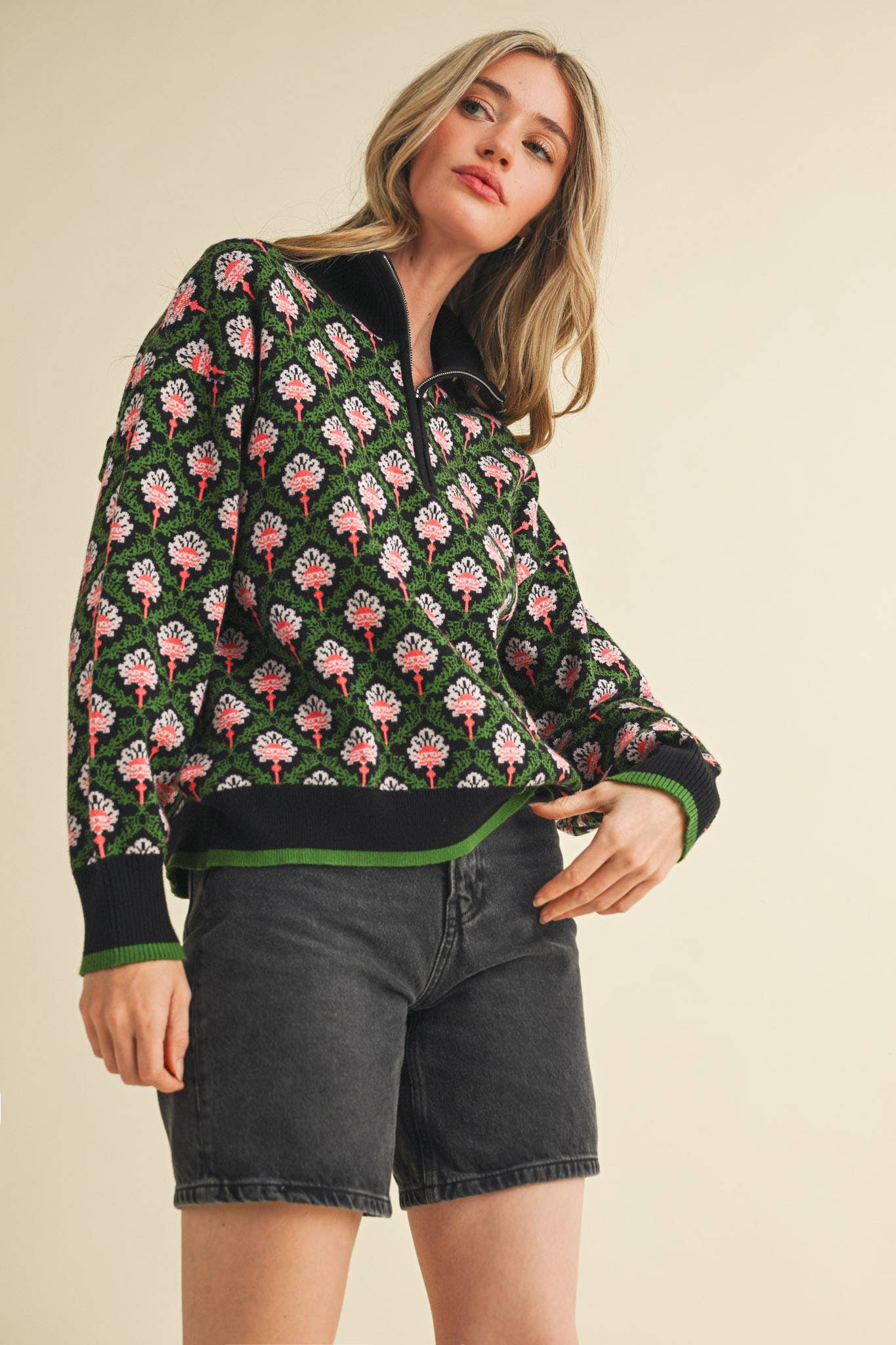 Candice Floral Mock Neck Sweater