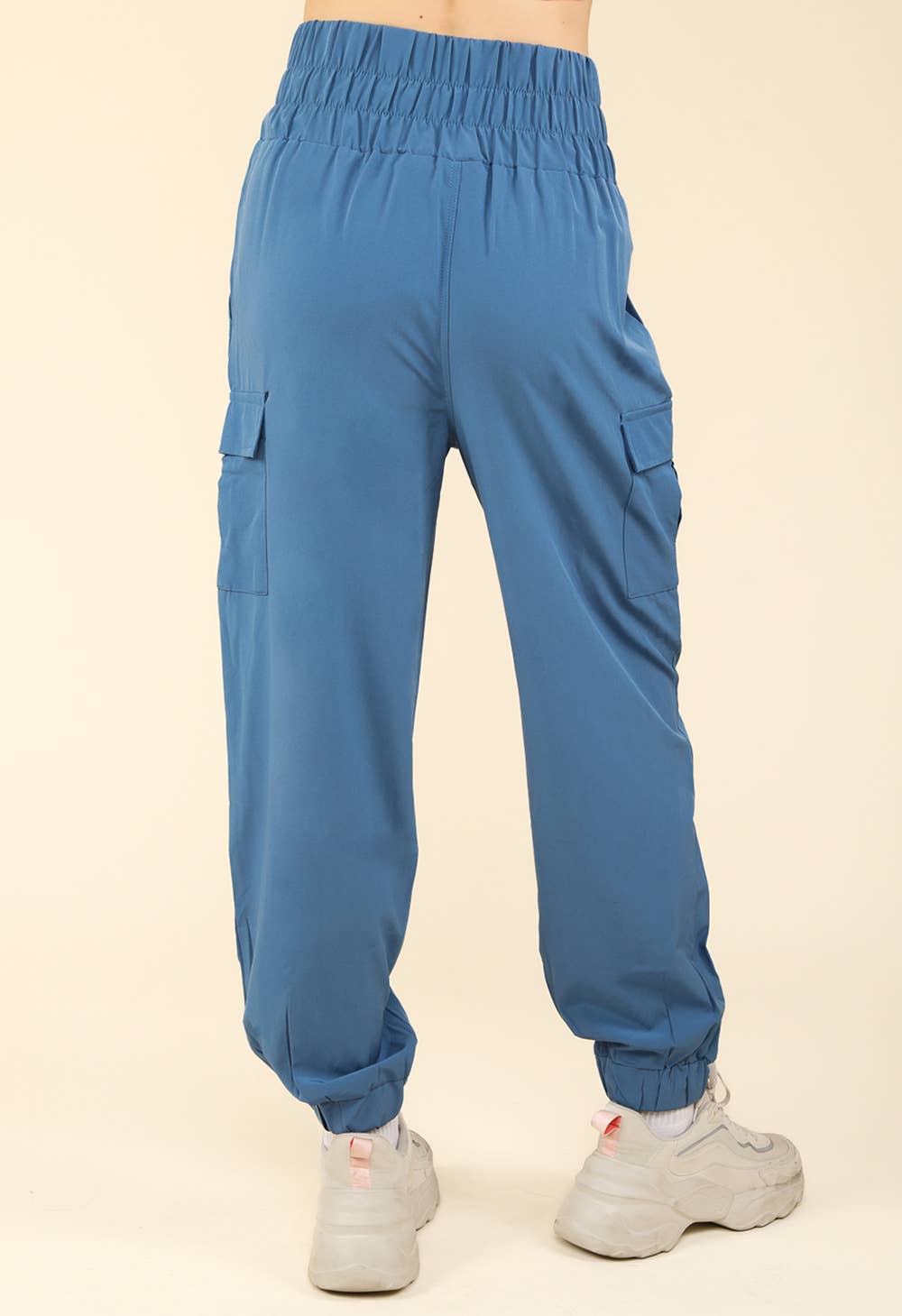 High Waisted Cargo Active Joggers w/ Pockets: Coconut Milk