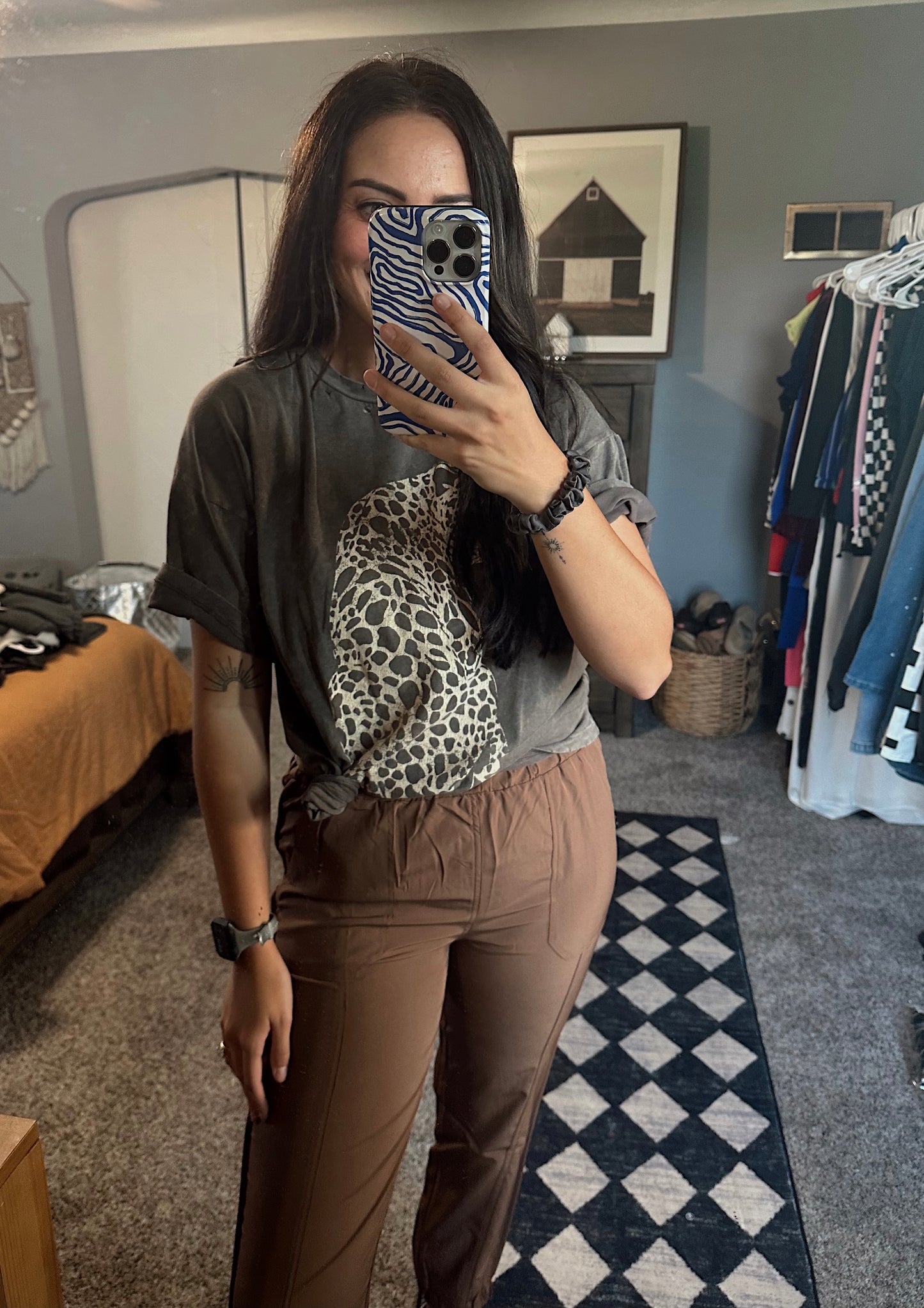 Cheetah Mineral-Washed Oversized Graphic Tee