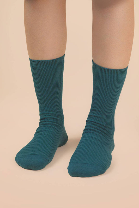 Ribbed mock socks: Forest