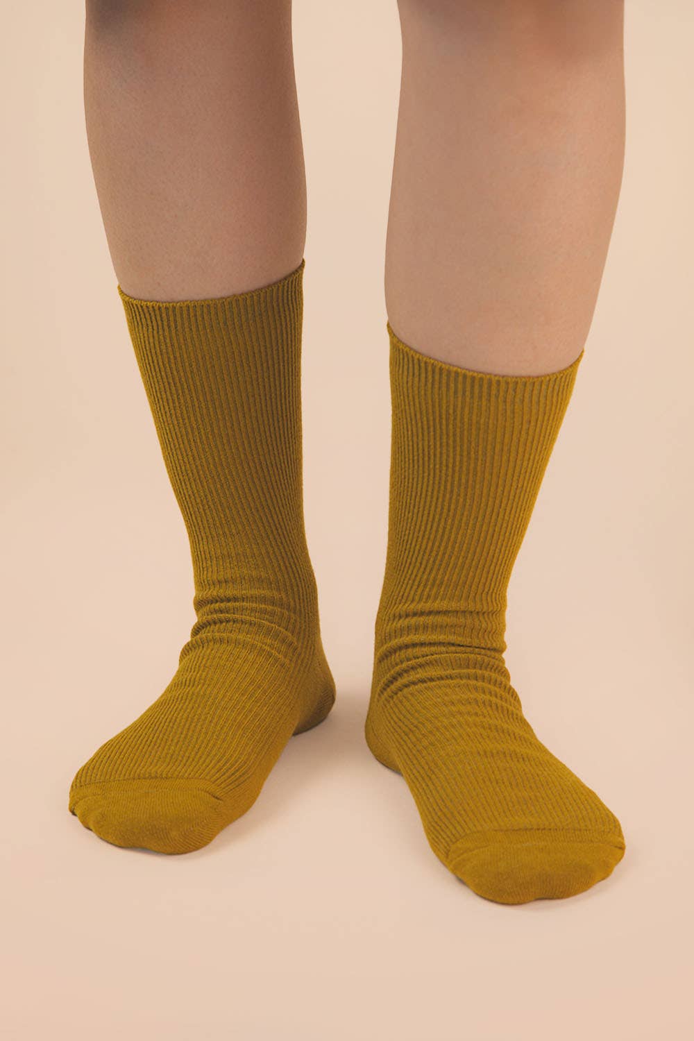 Ribbed mock socks: Olive