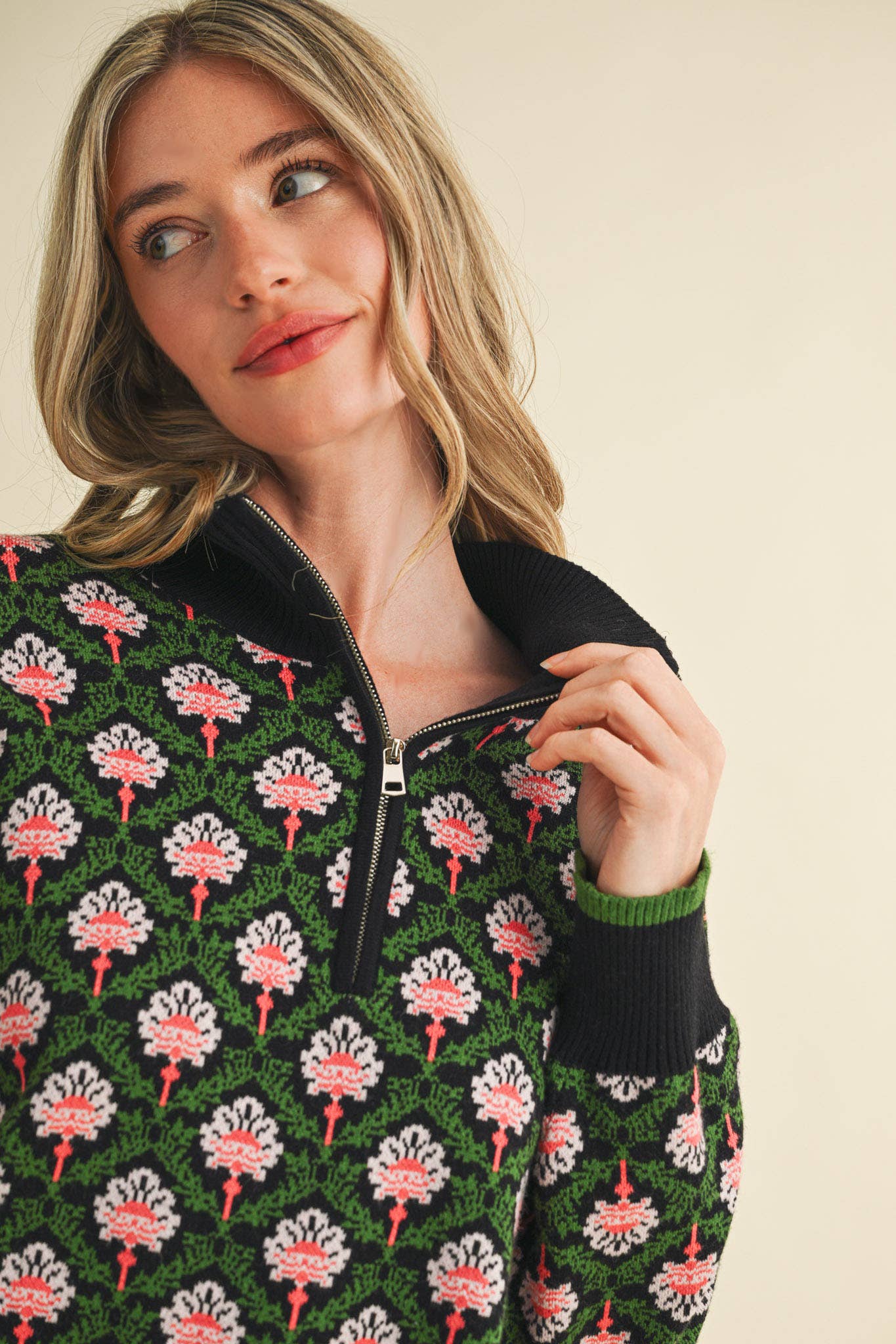Candice Floral Mock Neck Sweater