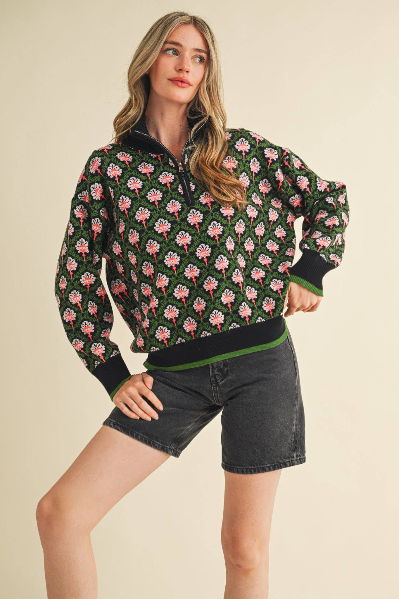 Candice Floral Mock Neck Sweater