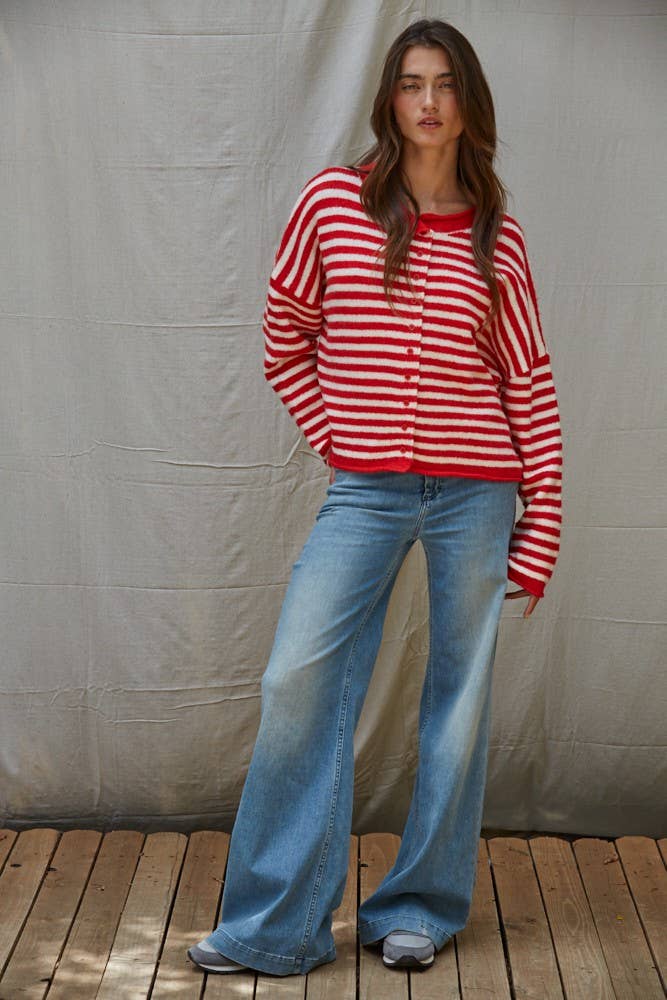Layla Cardigan: Red Ivory