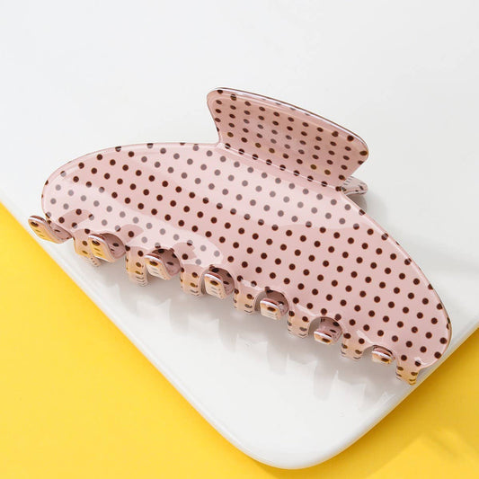 Polka Dot Hair Claw Clip : Beige