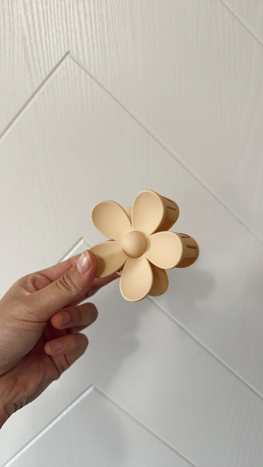 Oversize Matte Flower Hair Claw Clip (Beige)