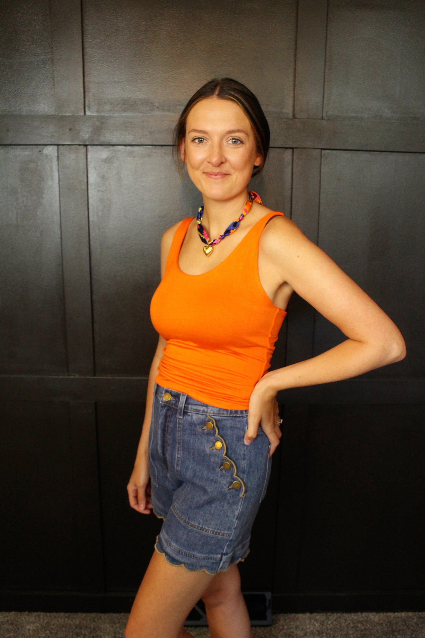 Balance Out Scoop Neck Cami Top: Orange