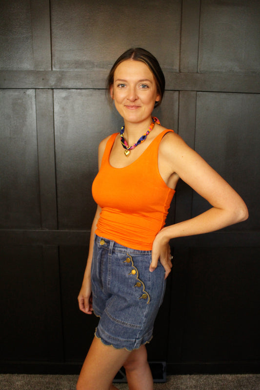 Balance Out Scoop Neck Cami Top: Orange