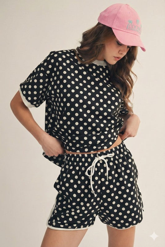 Polka Dots Relaxed Fit Set - Black