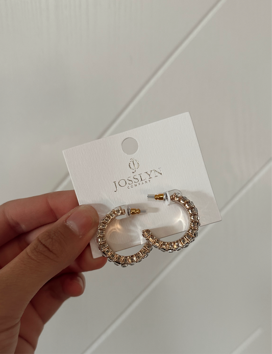 Baguette Rhinestone Hoop Earrings